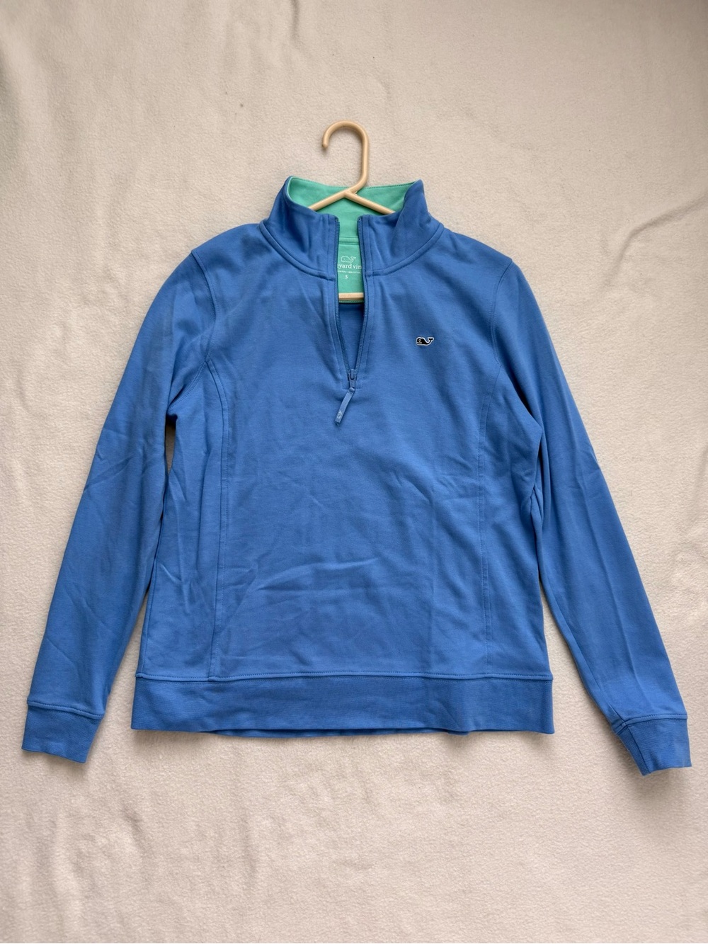 Vineyard Vines Bright Blue Half-Zip Pullover with Teal Inner Collar - Picture 6 of 8
